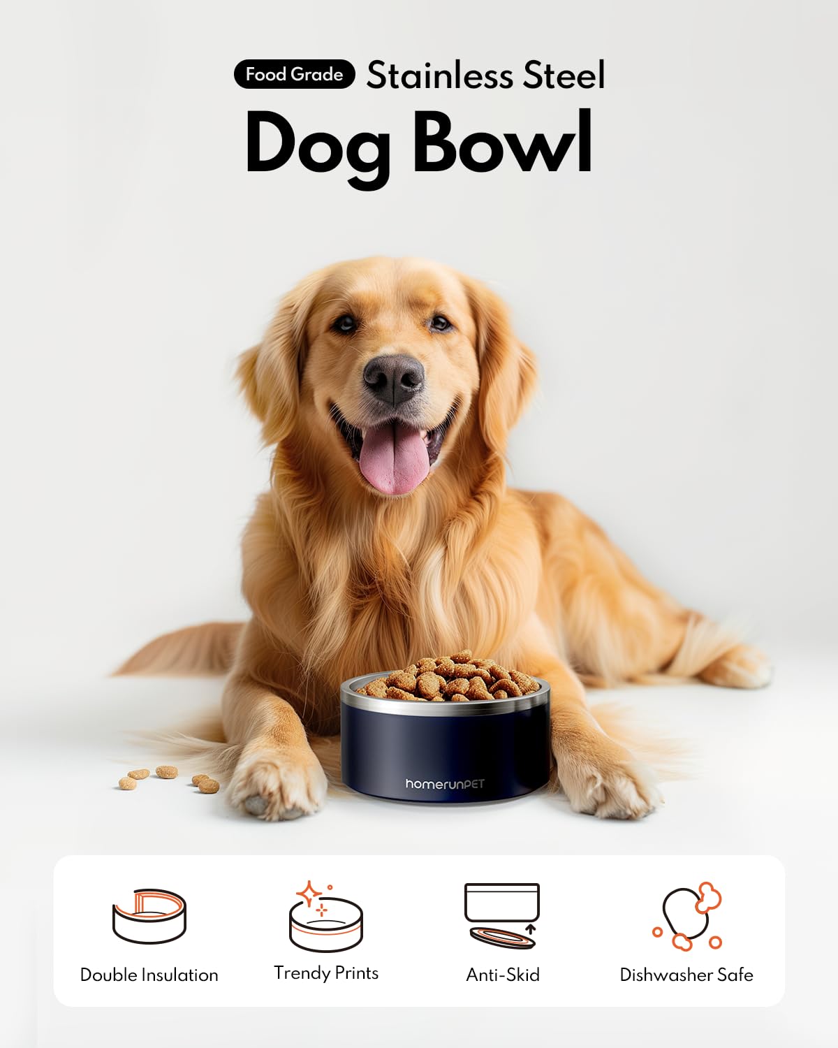 HomeRunPet Pet Feeder in 32oz, Navy