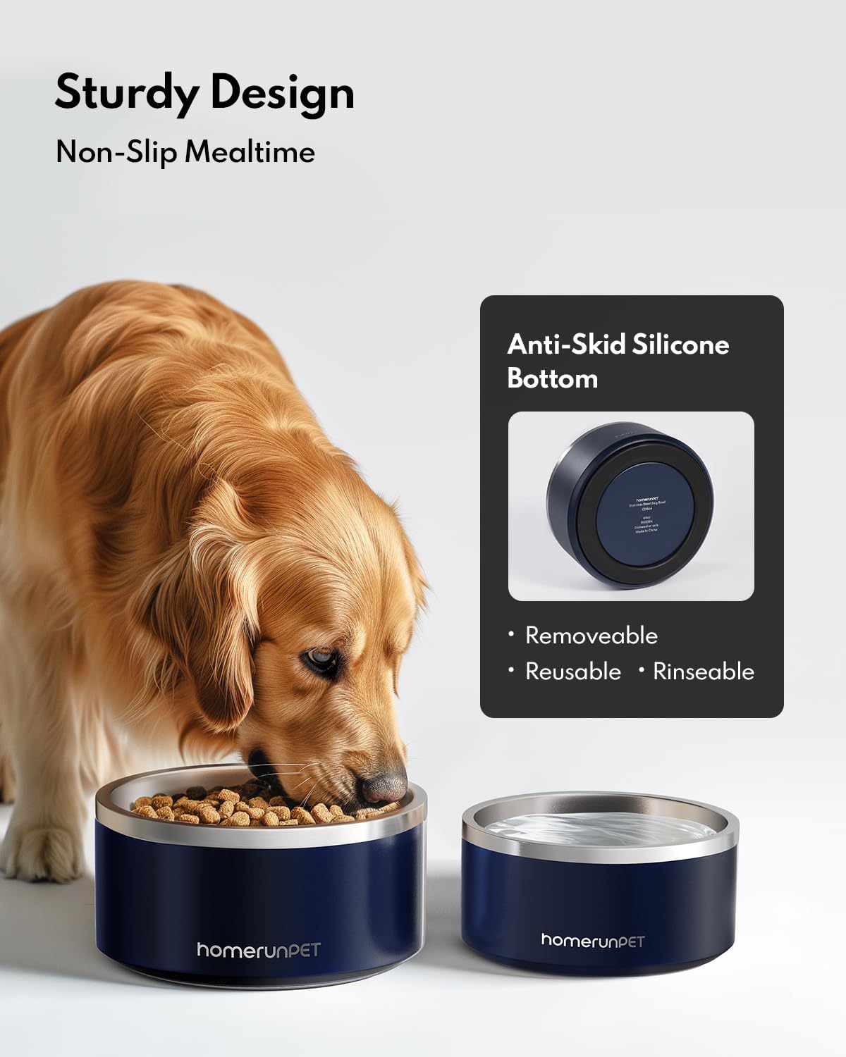 HomeRunPet Pet Feeder in 32oz, Navy