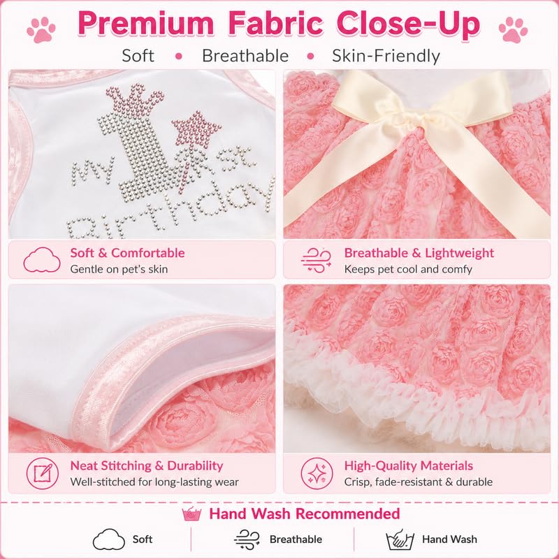 Petitebella Pet Apparel in X-Small, White/Dusty Pink Floral