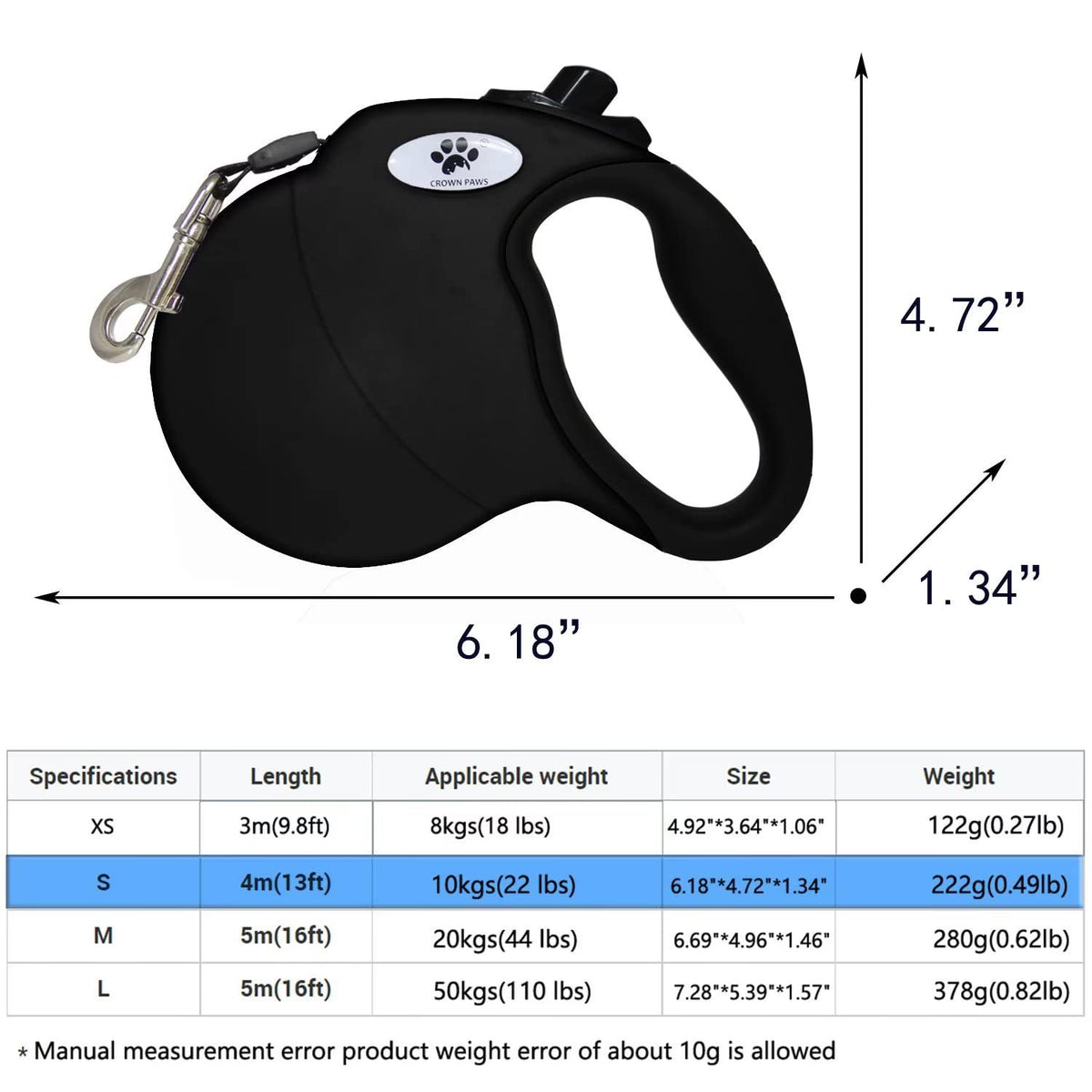 CROWN PAWS Leash in Small, Black