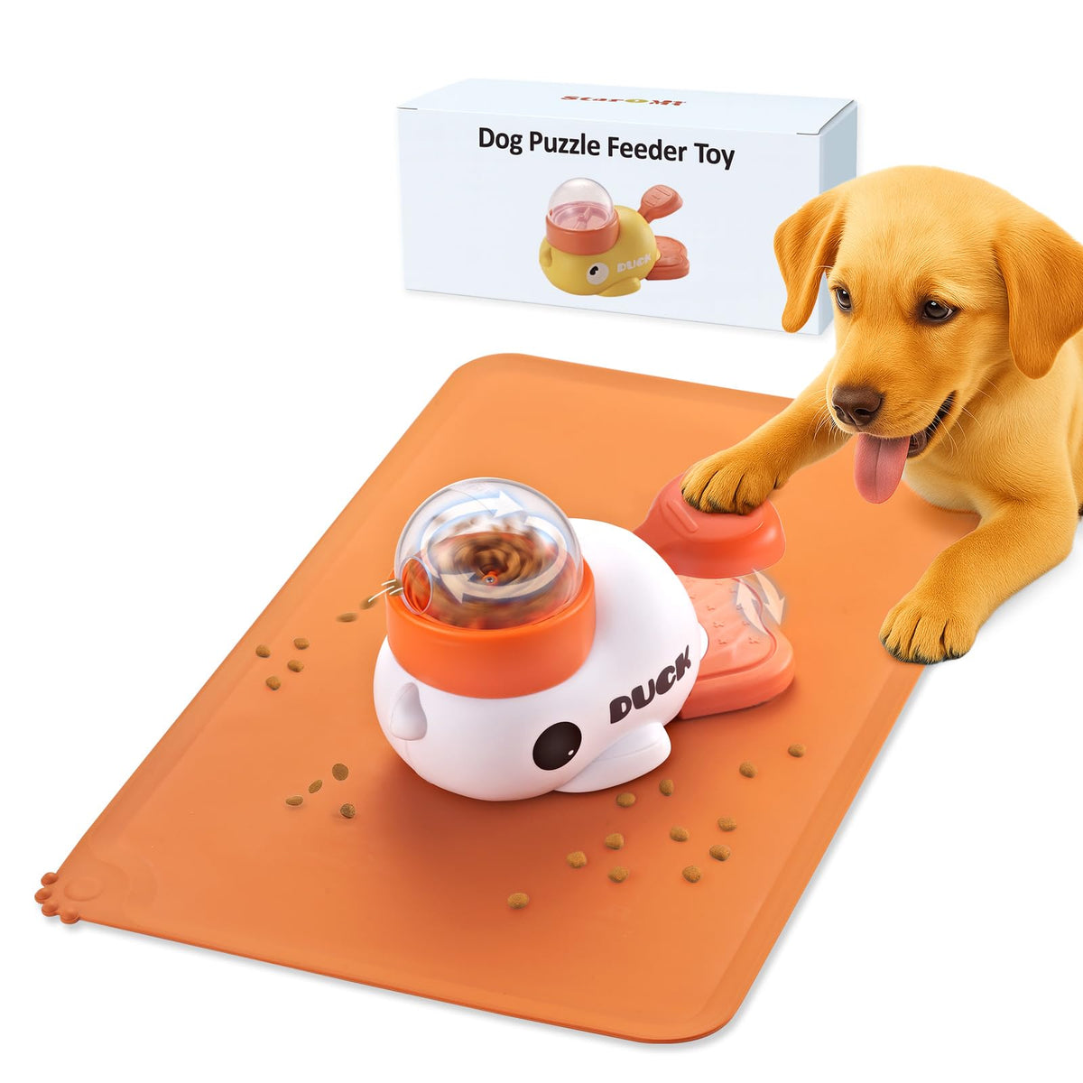 Star&Mi Pet Feeder in Duck-White With Mat