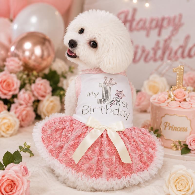 Petitebella Pet Apparel in X-Small, White/Dusty Pink Floral
