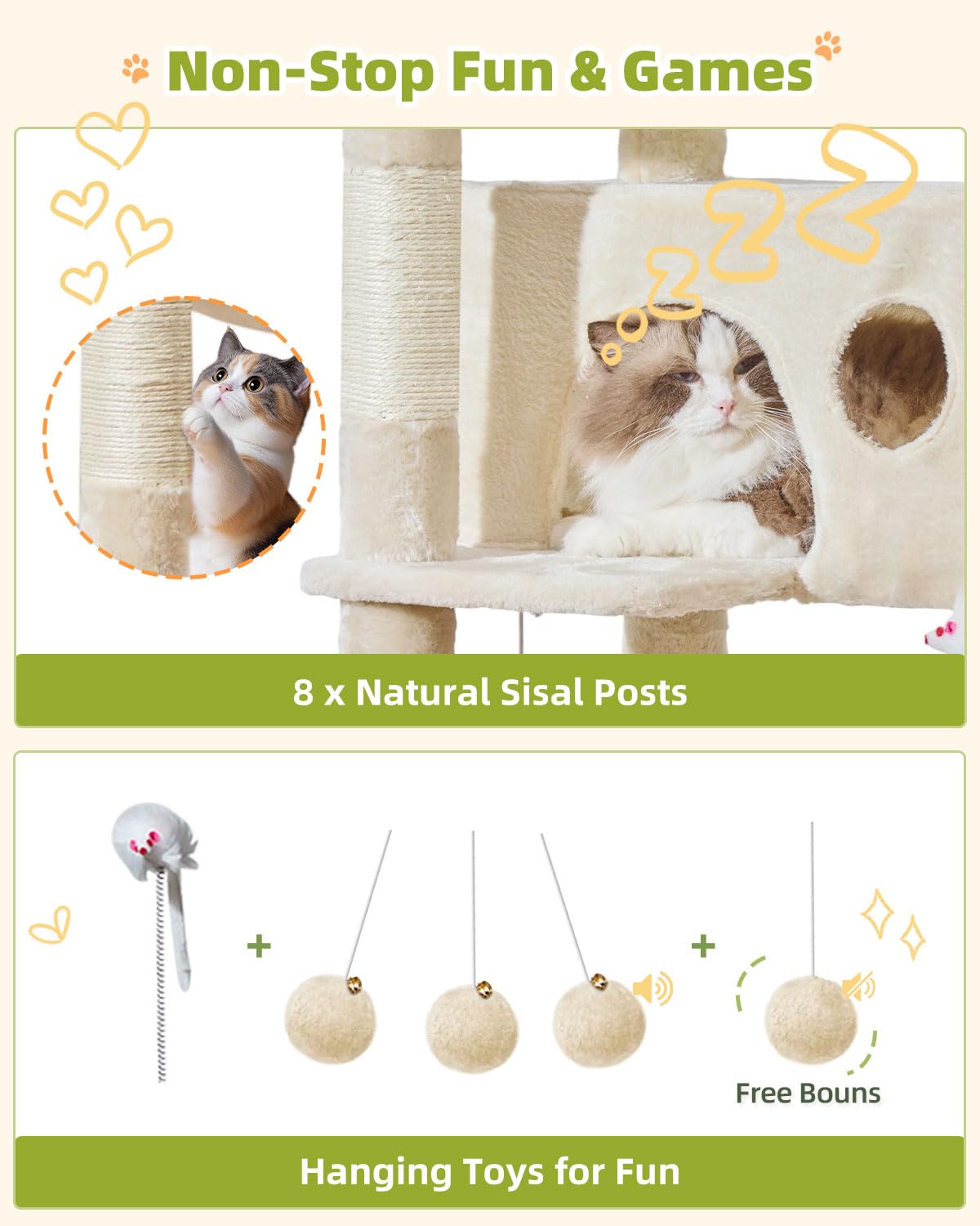 Taoqimiao Pet Activity Structure in 76 inch, Beige