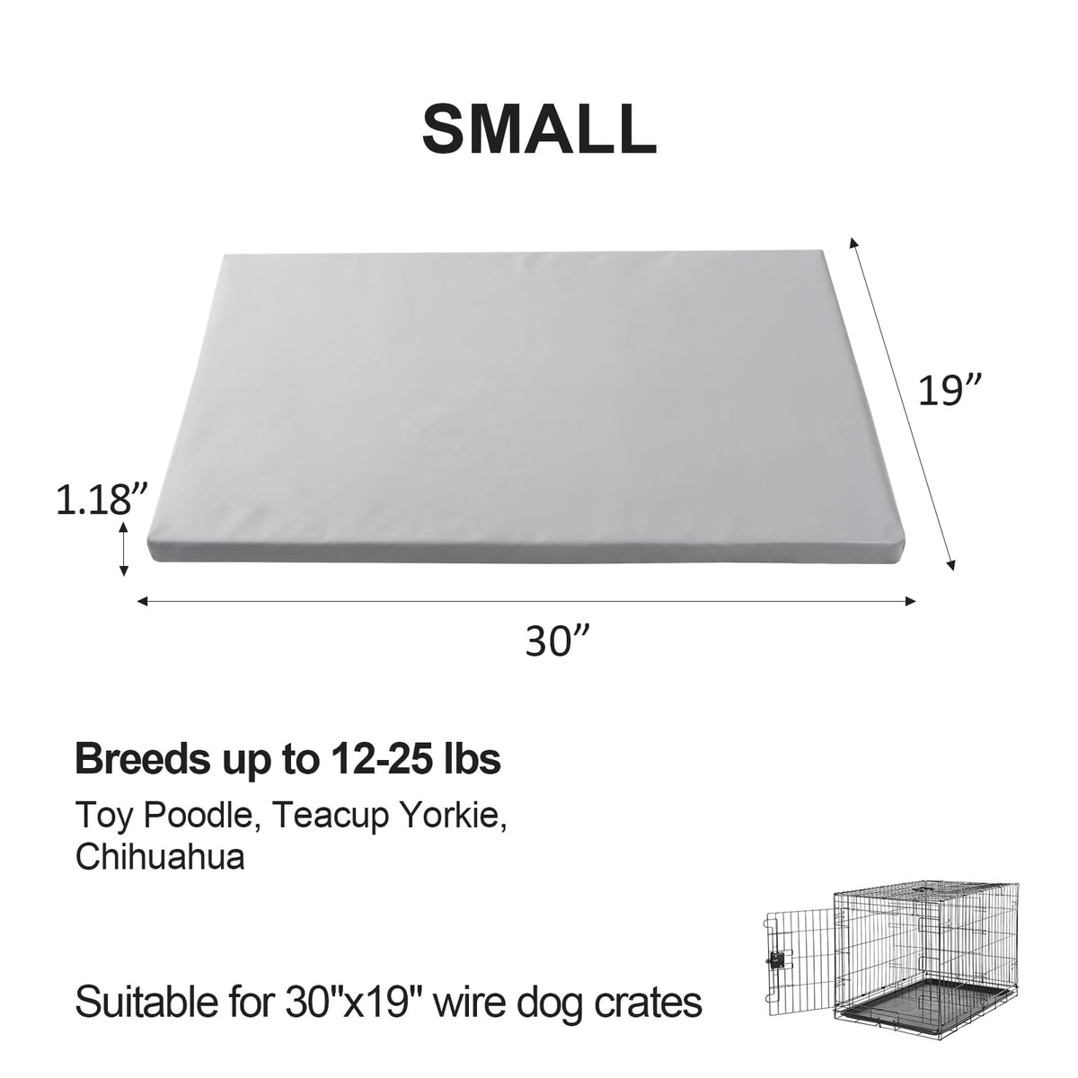 Liliowons Pet Bed Mat in 30"L x 19"W, Gray