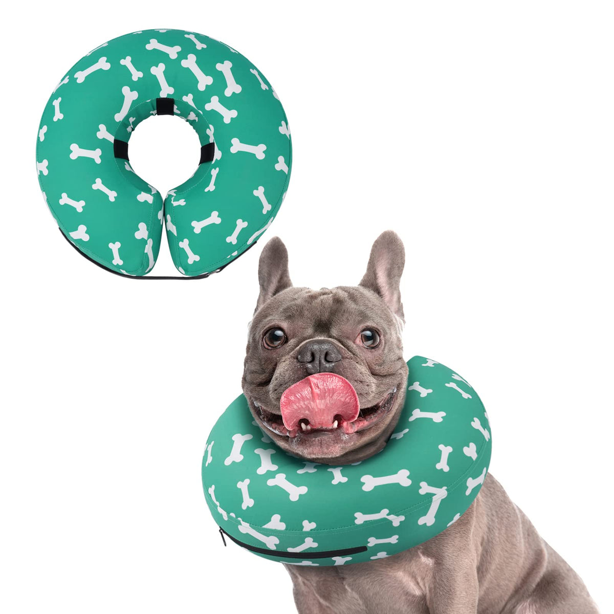 Supet Animal Recovery Collar Cone in S(Neck 7"-9.5"), T Bone Green