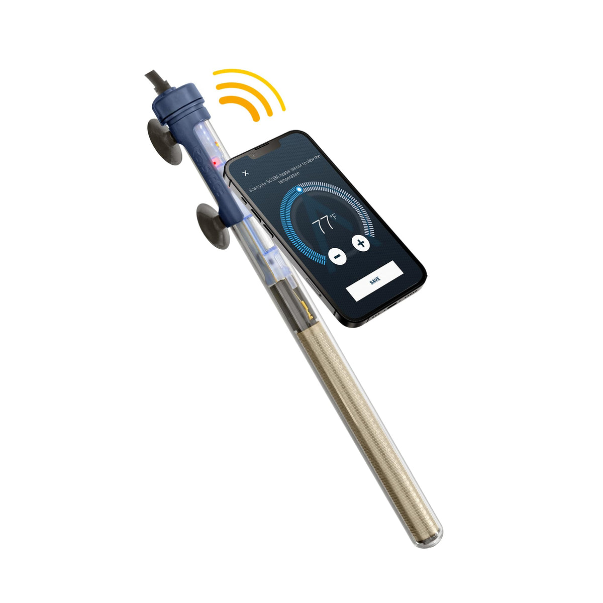 Sicce Immersion Heater in 150 Watt (31-45 Gallon), Transparent with Black Handle