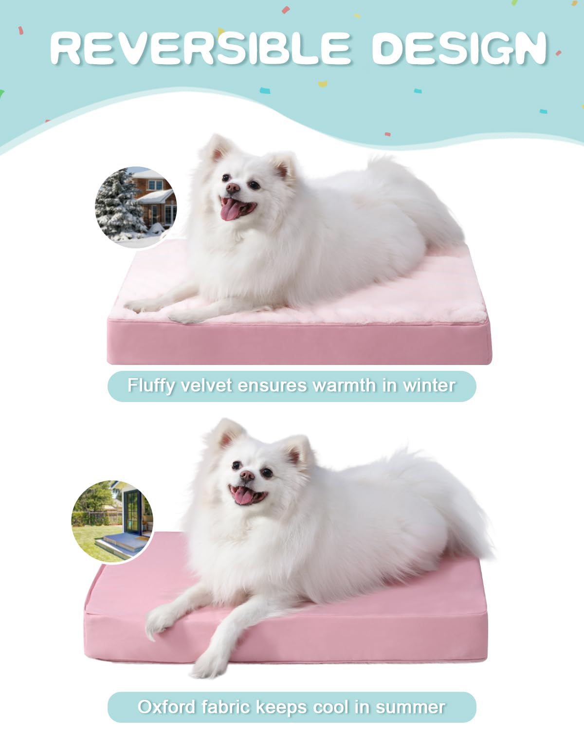 KSIIA Pet Bed Mat in 23.0"L x 17.0"W x 3.0"Th, Pink