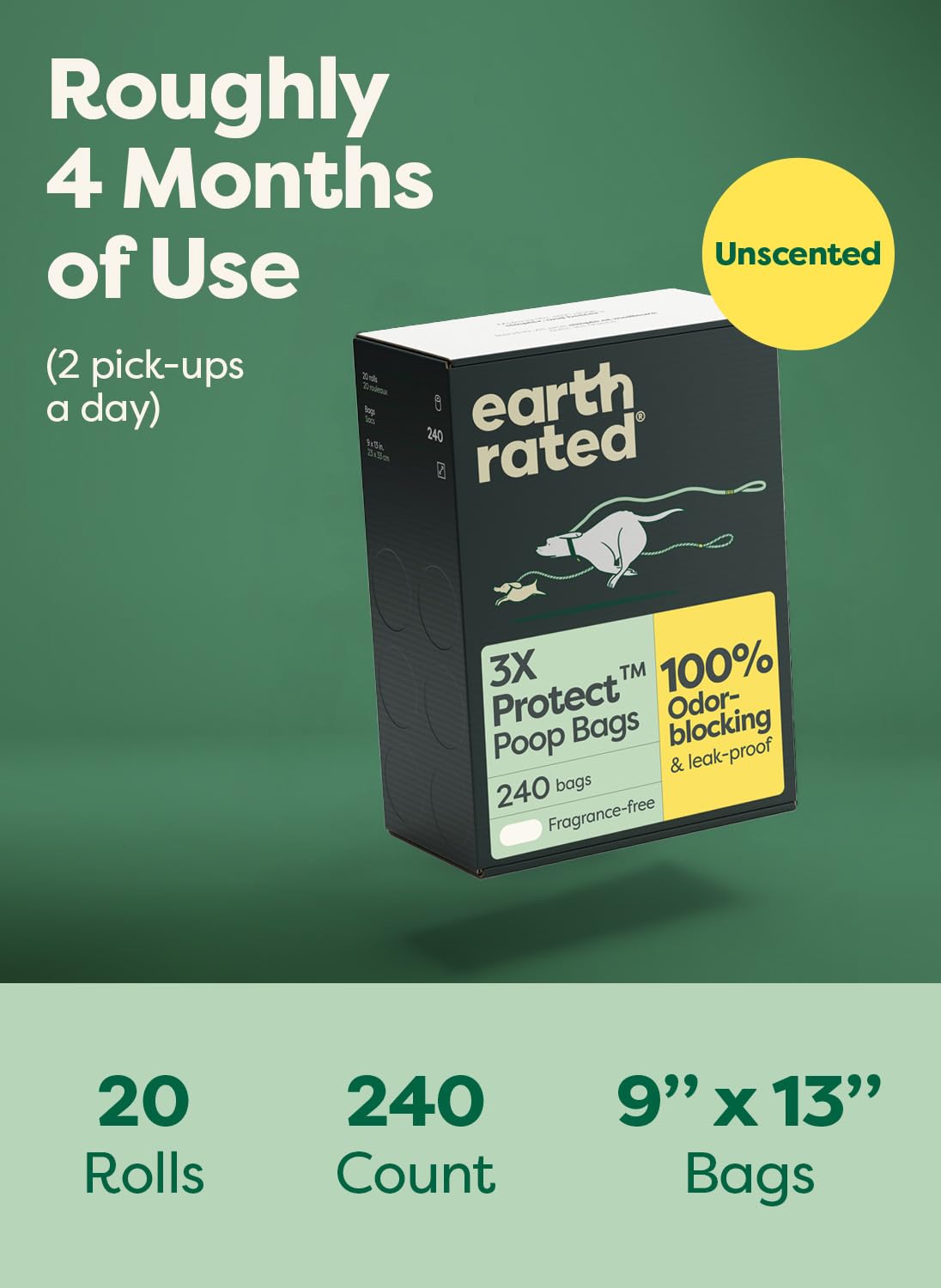 Earth Rated Waste Bag in 240 Bags, Black
