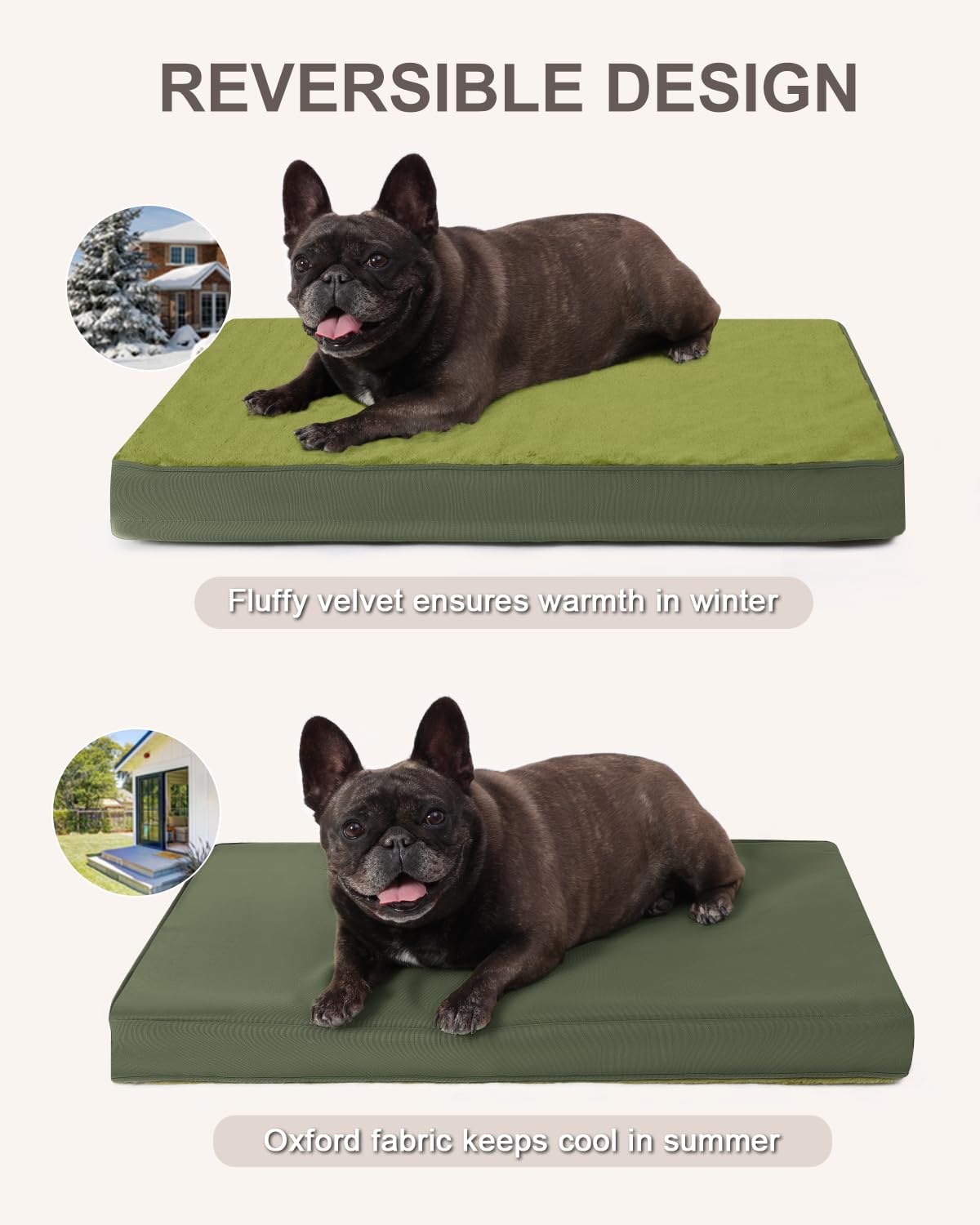 KSIIA Pet Bed Mat in 23.0"L x 17.0"W x 3.0"Th, Green