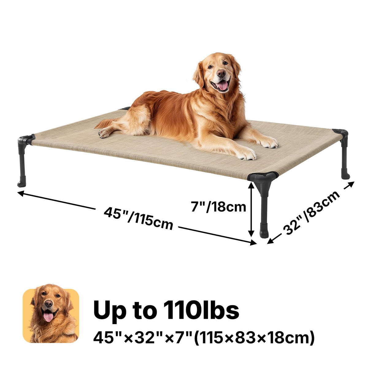 Veehoo Pet Bed Mat in 45.0"L x 33.0"W x 7.0"Th, Beige Coffee