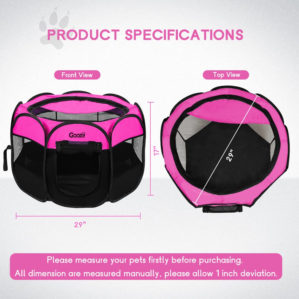 Goozii Pet Playpen in S [29" x 29" x 17"], Pink