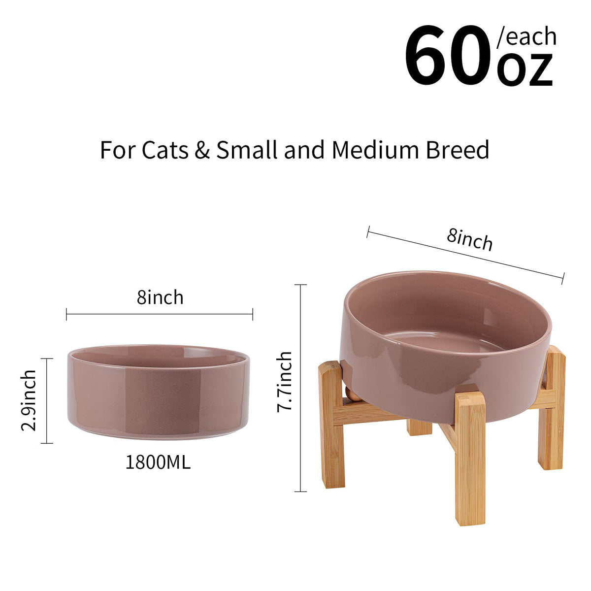 DJJJOOYS Pet Feeder in Slanted Medium & Large Dog Bowl, Khaki