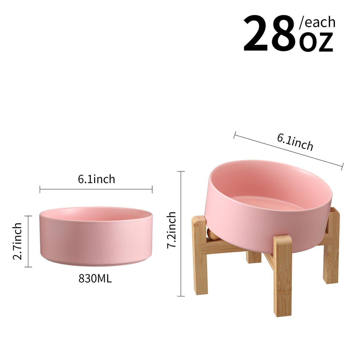 DJJJOOYS Pet Feeder in Slanted Small Dog Bowl, Pink