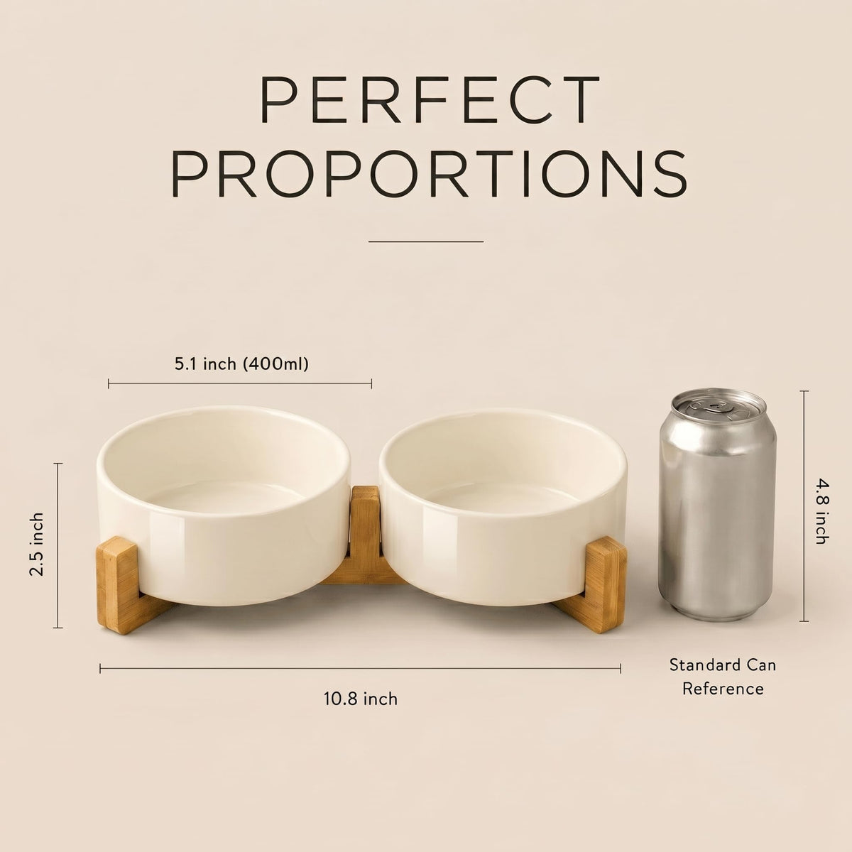 SPUNKYJUNKY Pet Feeder in 1.7 cups, Beige × 2