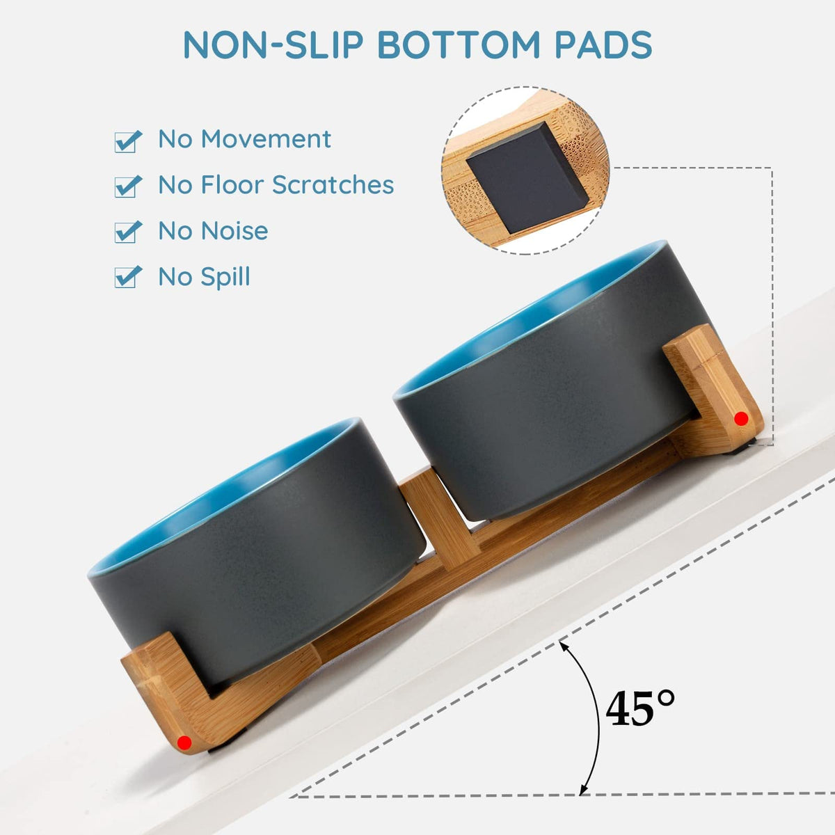 SPUNKYJUNKY Pet Feeder in 3.6 cups, Blue-Grey × 2