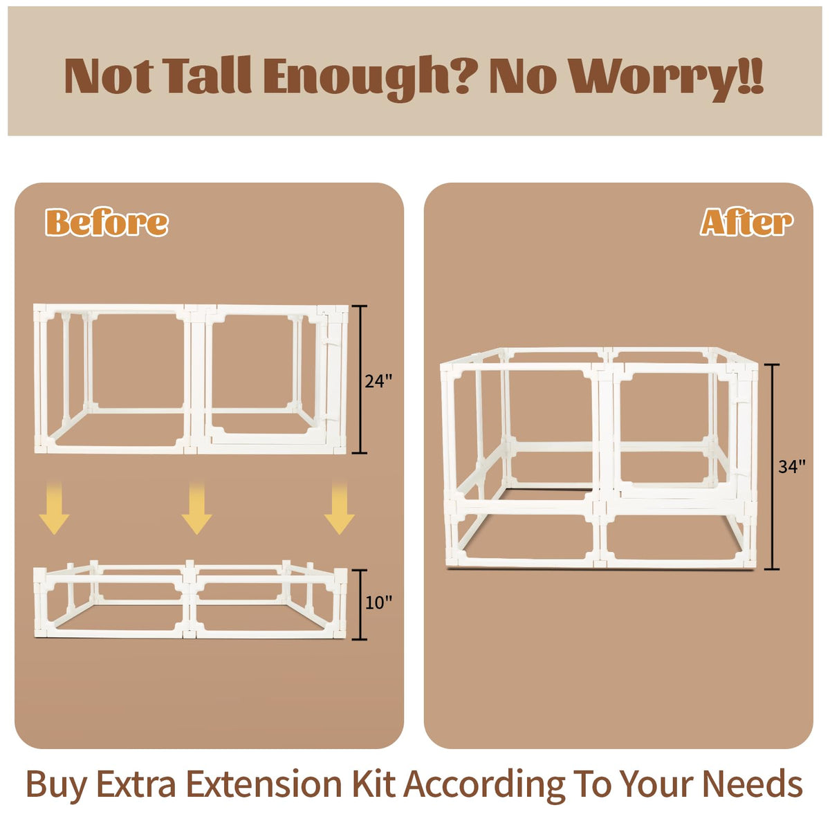 EVOTAILS Pet Playpen in 24"-1 Door+1 Panel, White