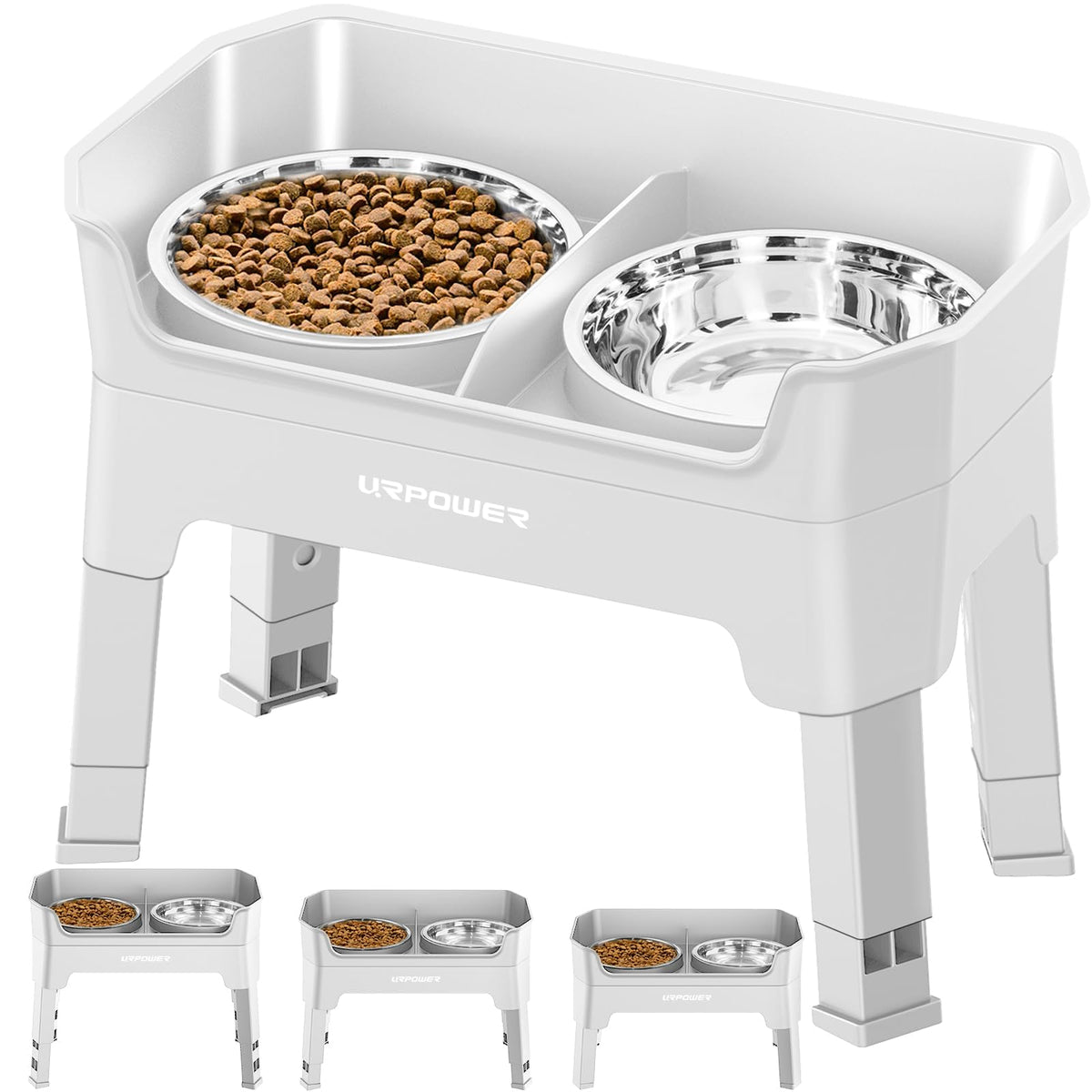 URPOWER Pet Feeder in Large, Light Grey