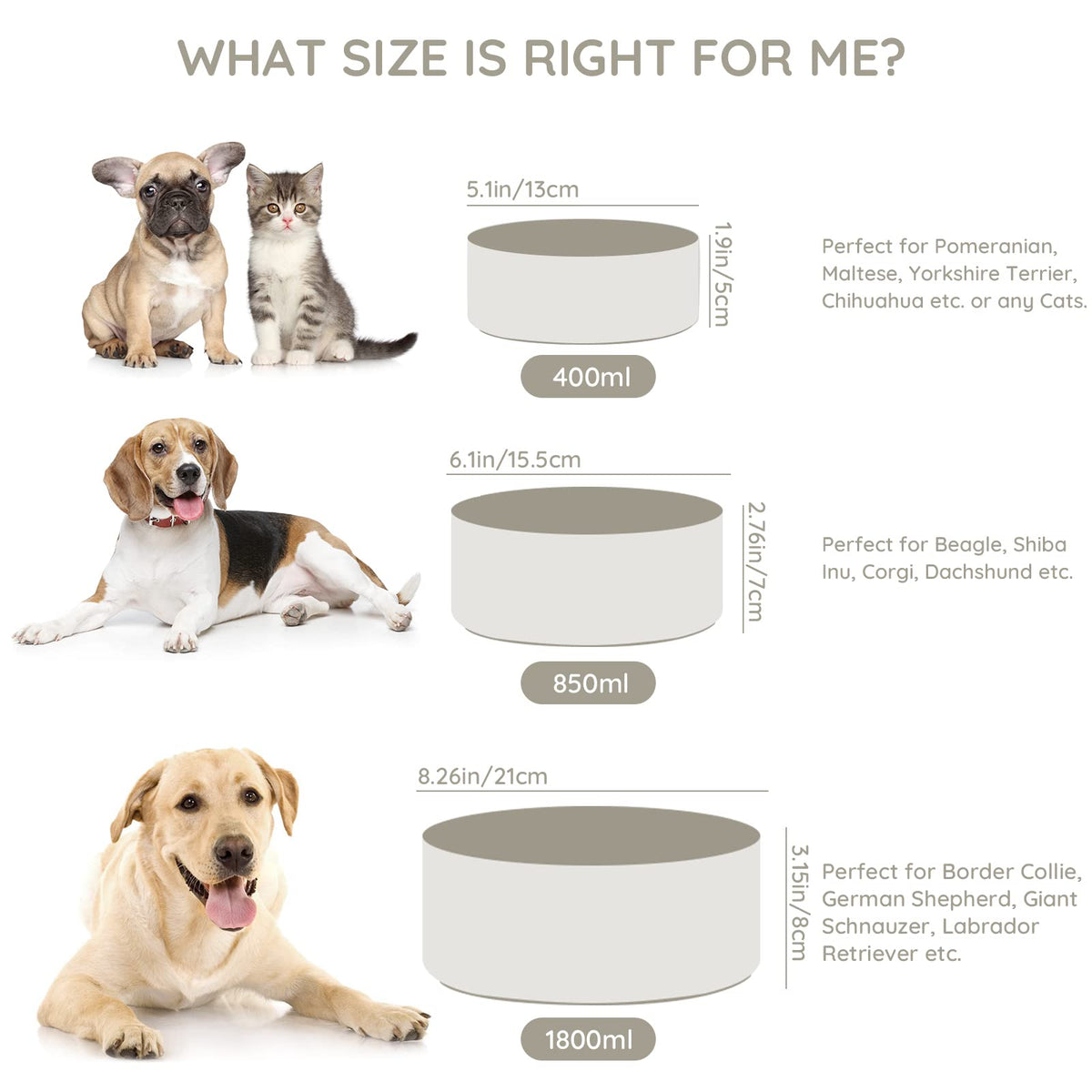 SPUNKYJUNKY Pet Feeder in 7.6 cups, Grey × 2
