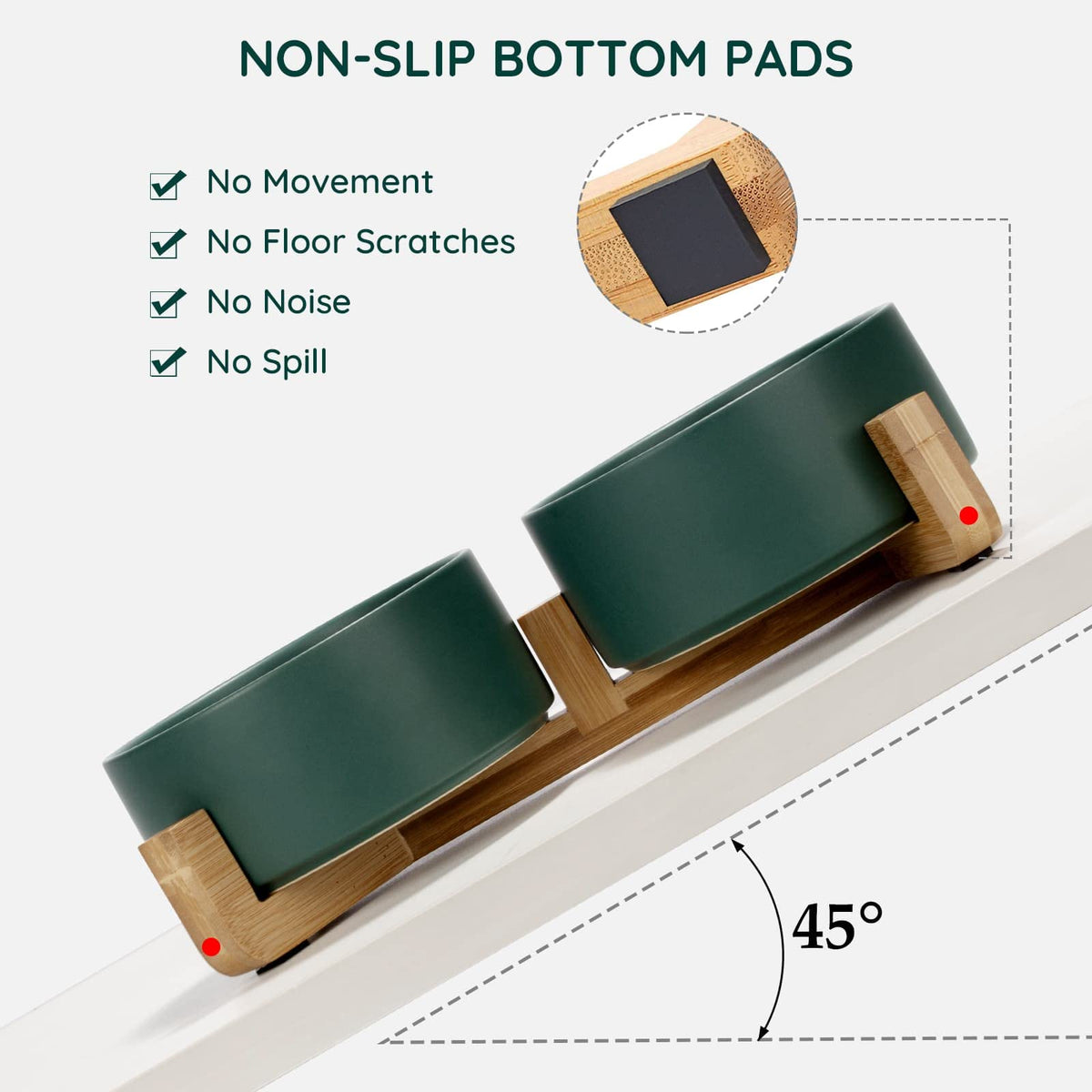 SPUNKYJUNKY Pet Feeder in 7.6 cups, Green × 2