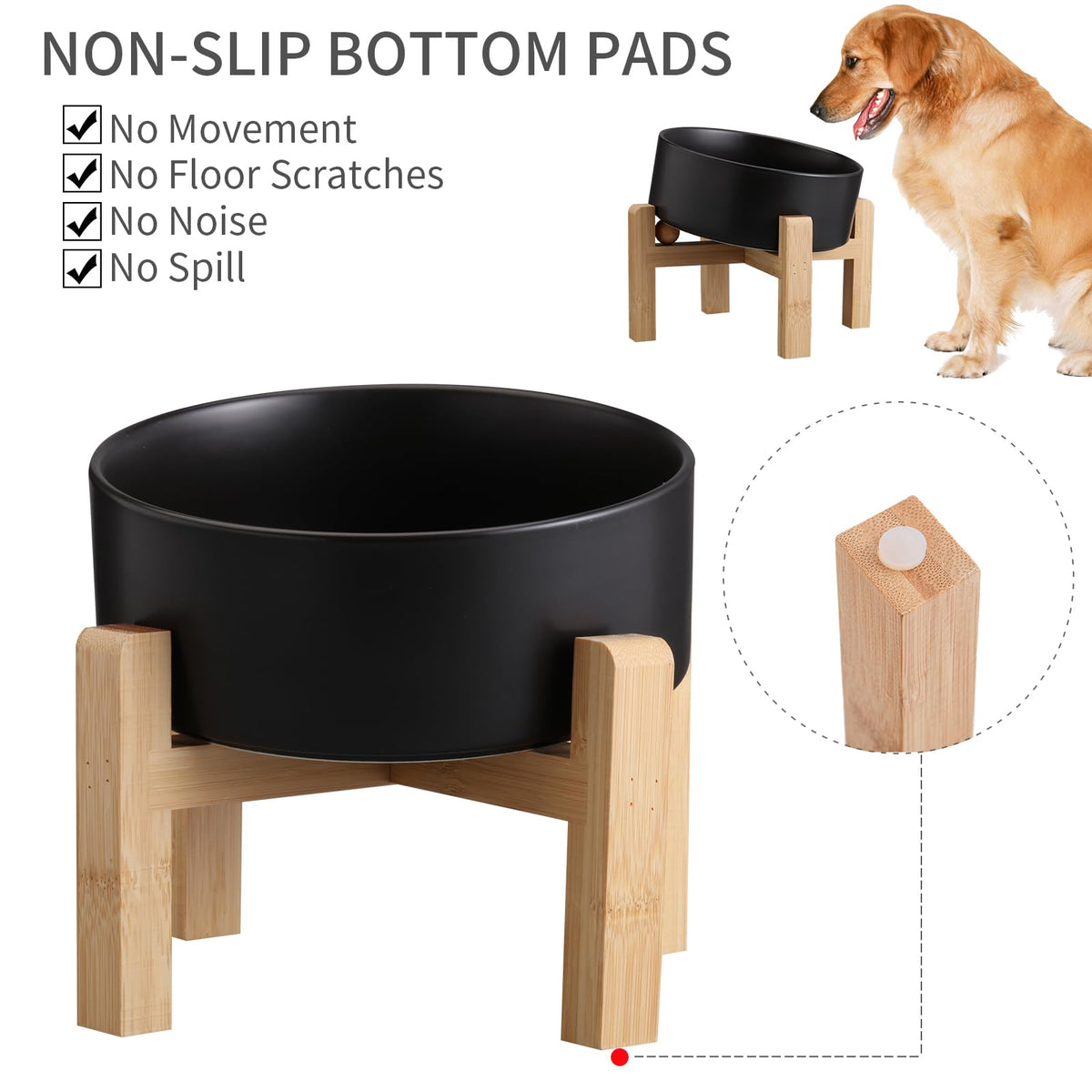 DJJJOOYS Pet Feeder in Slanted Small Dog Bowl, Black