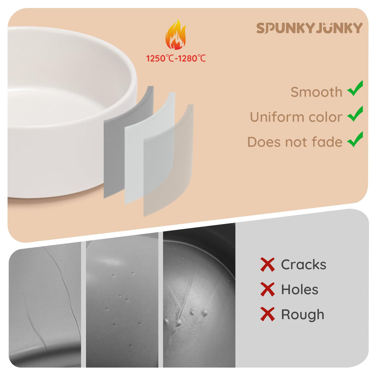 SPUNKYJUNKY Pet Feeder in 7.6 cups, White × 2