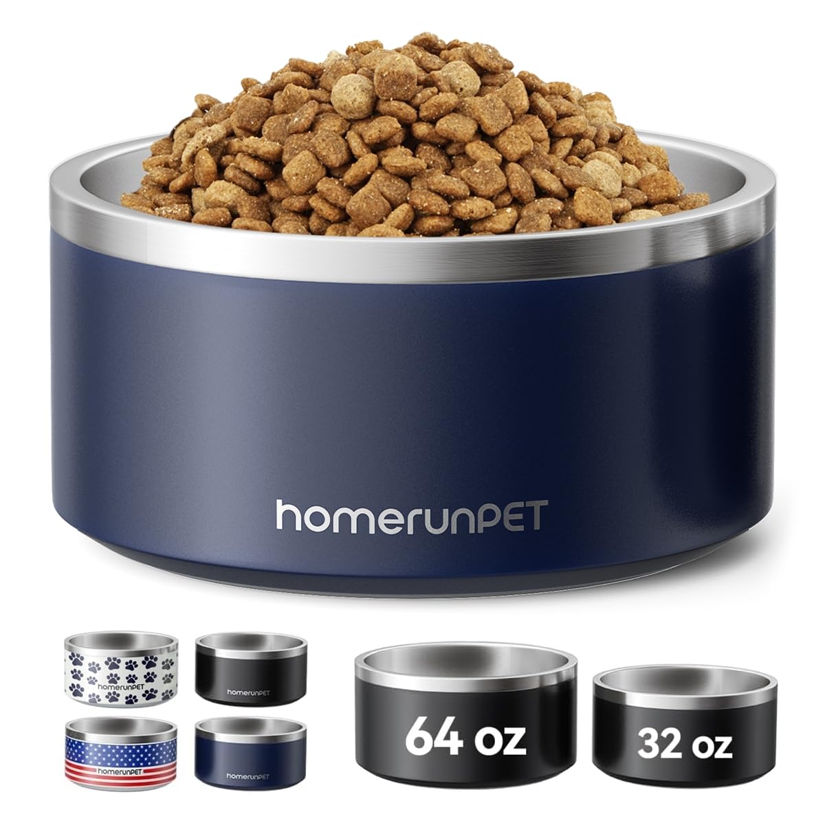 HomeRunPet Pet Feeder in 32oz, Navy