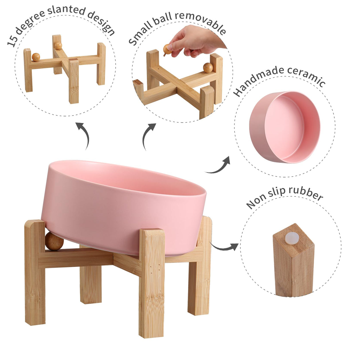 DJJJOOYS Pet Feeder in Slanted Medium & Large Dog Bowl, Pink