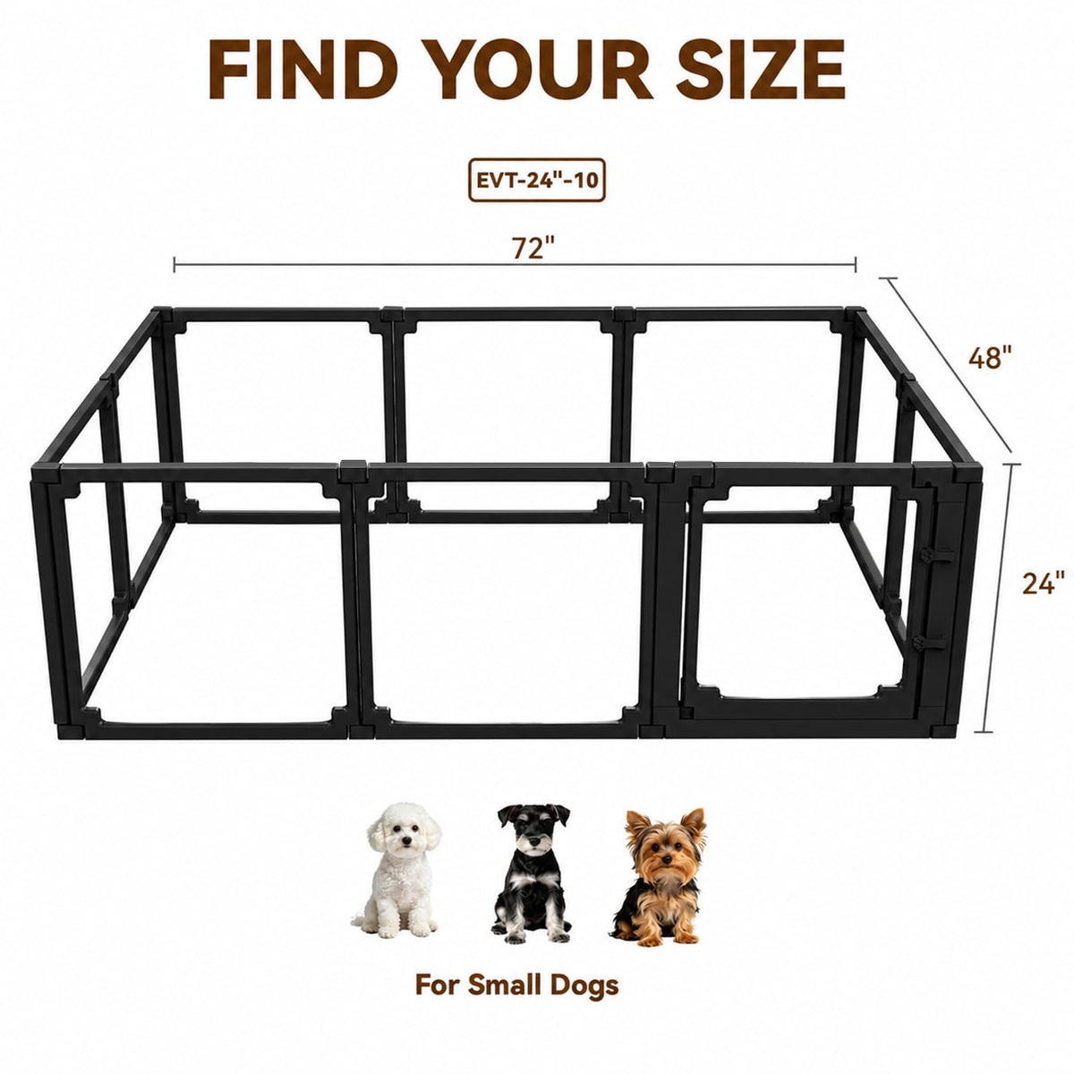 EVOTAILS Pet Playpen in 24", Black