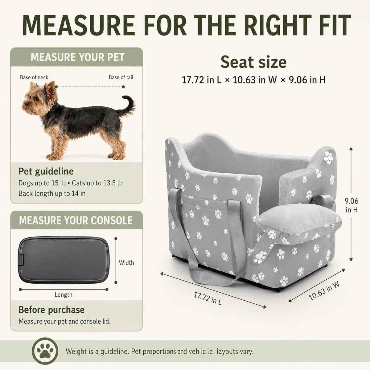 Cullaby Pet Seat in Small, Grey
