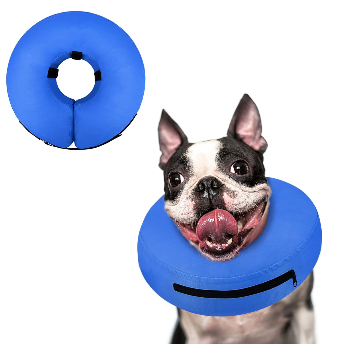 Supet Animal Recovery Collar Cone in S(Neck 7"-9.5"), Solid Blue