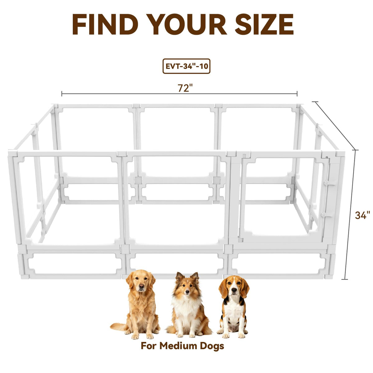 EVOTAILS Pet Playpen in 34", White