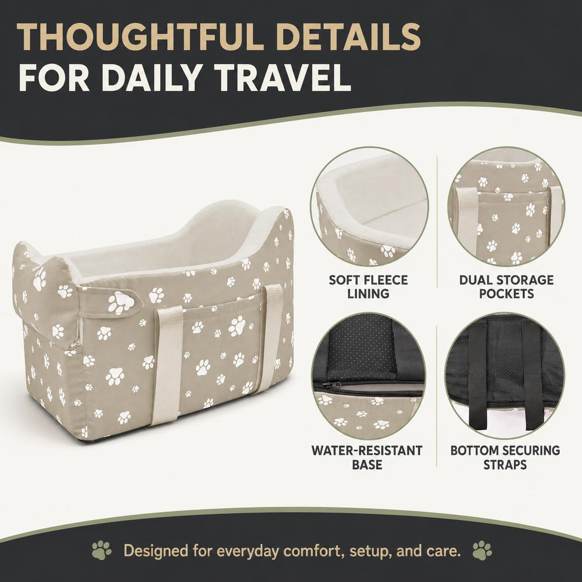 Cullaby Pet Seat in Small, Khaki