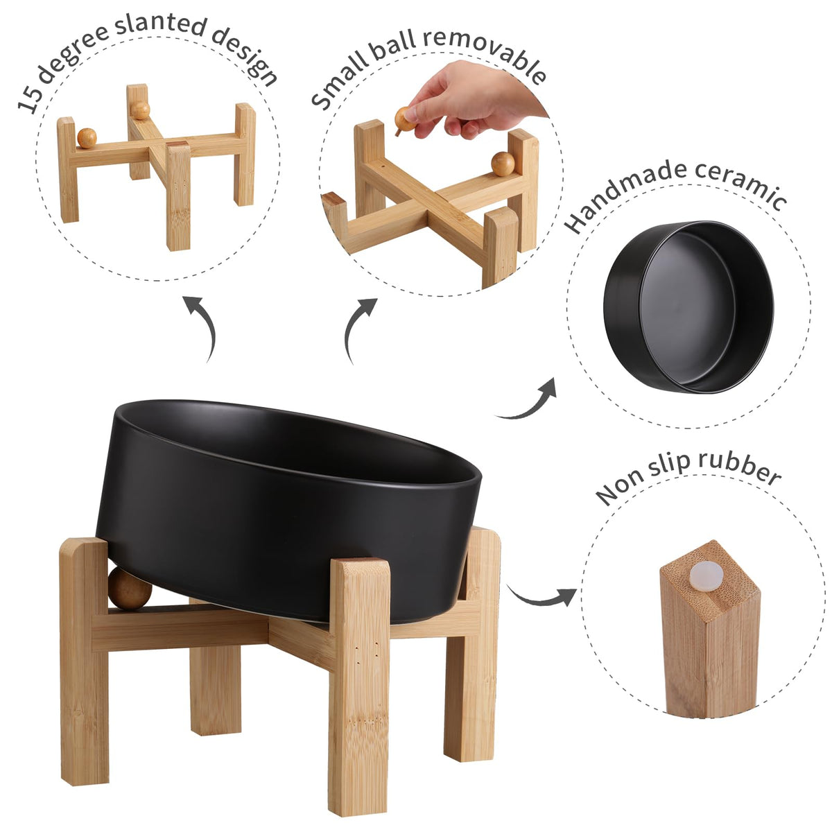 DJJJOOYS Pet Feeder in Slanted Small Dog Bowl, Black