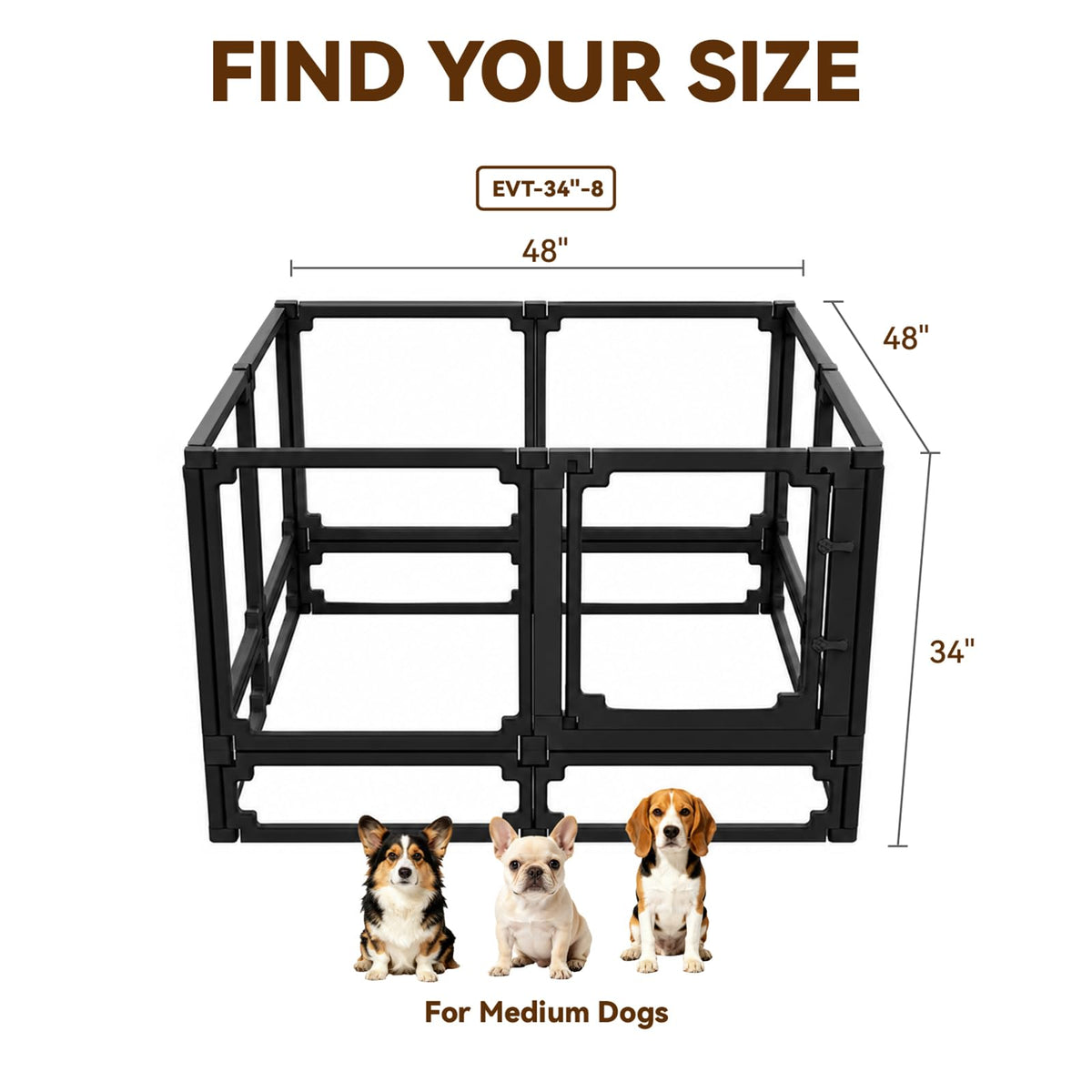 EVOTAILS Pet Playpen in 34", Black