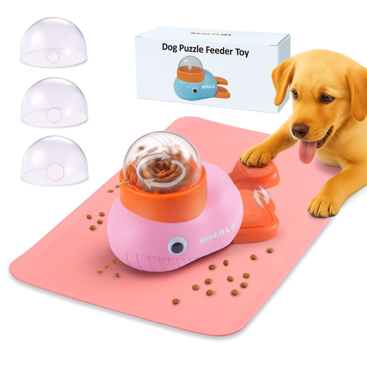 Star&Mi Pet Feeder in Whale-Pink With Mat