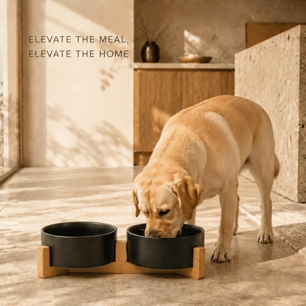 SPUNKYJUNKY Pet Feeder in 5 cups, Black × 2