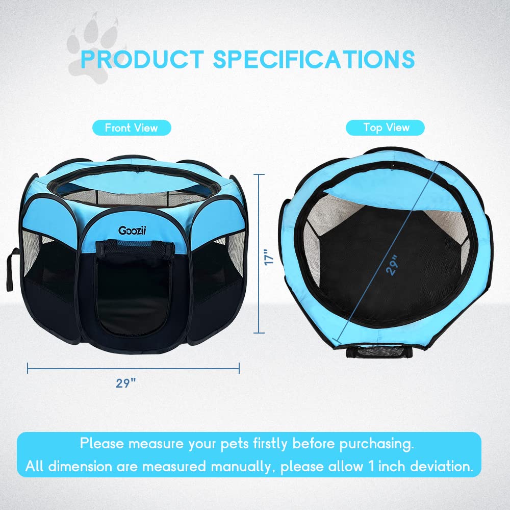 Goozii Pet Playpen in S [29" x 29" x 17"], Blue