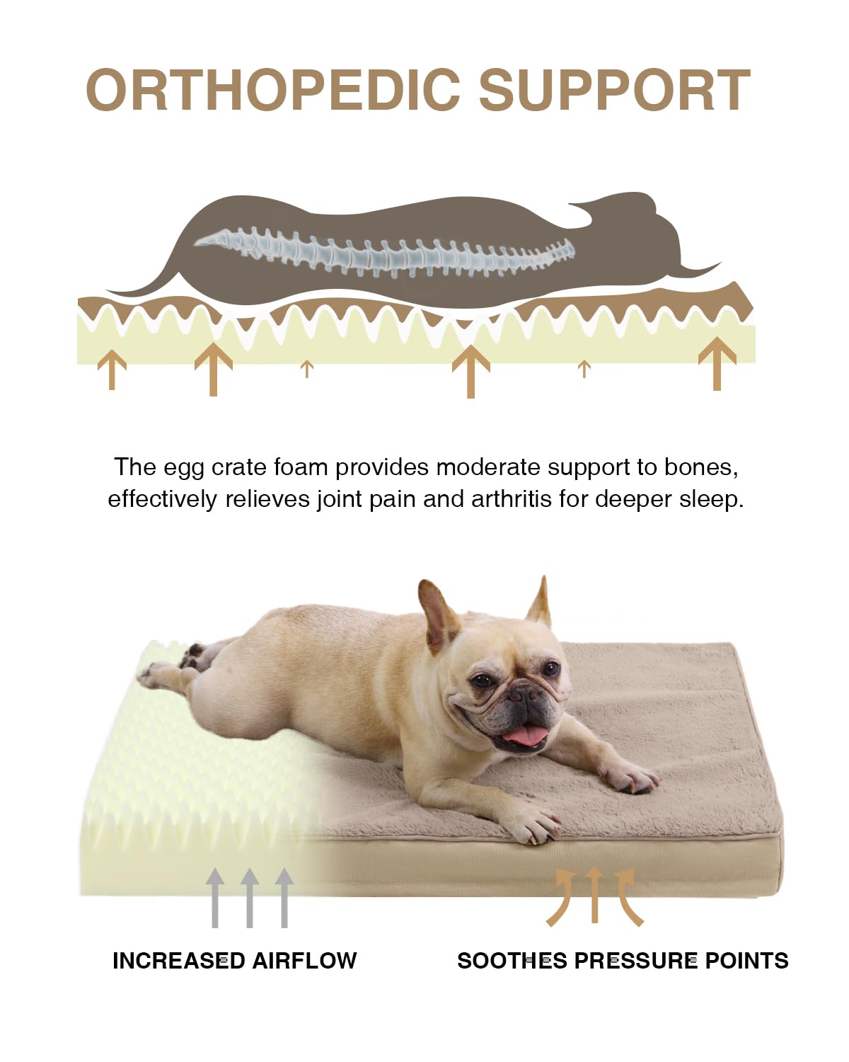 KSIIA Pet Bed Mat in 23.0"L x 17.0"W x 3.0"Th, Khaki