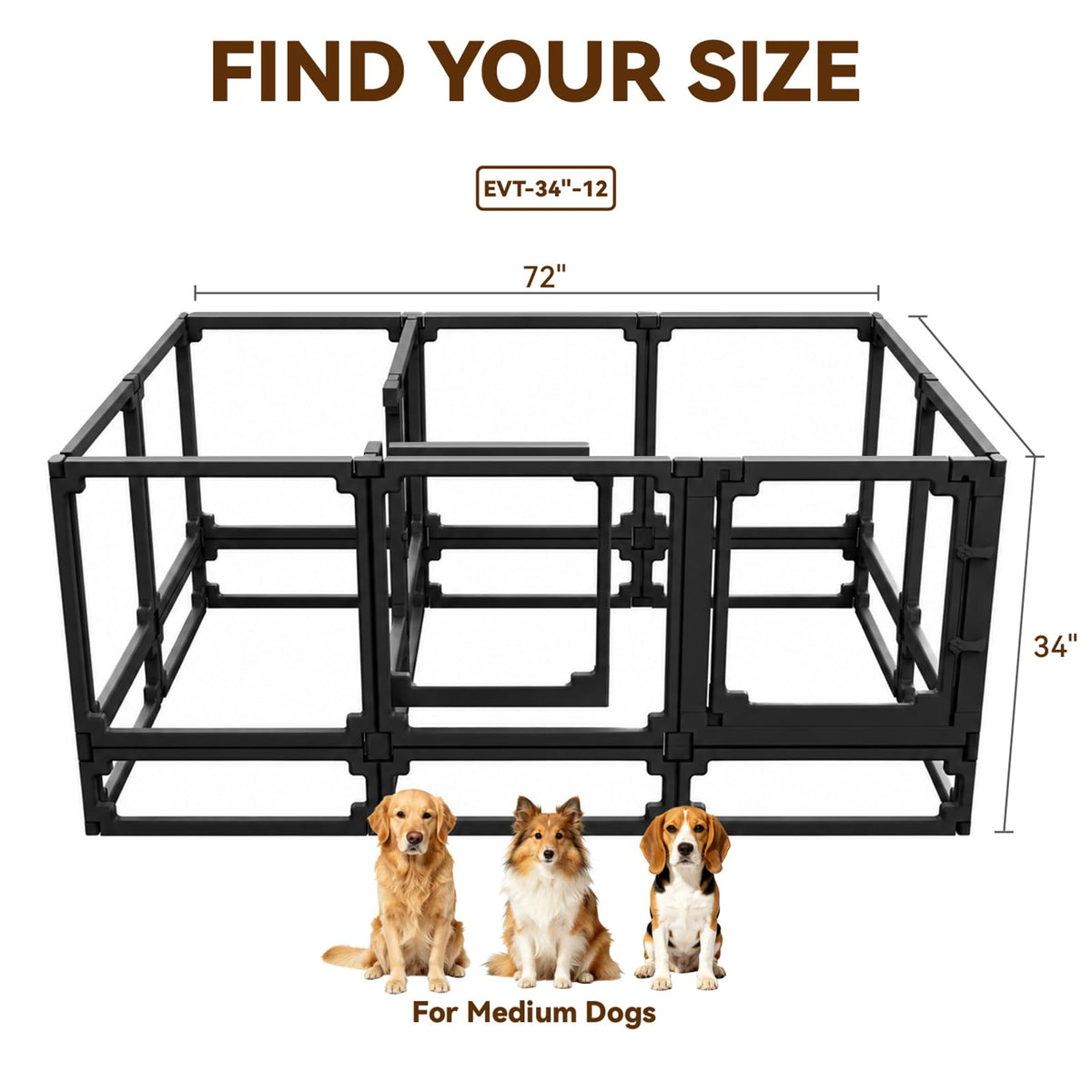 EVOTAILS Pet Playpen in 34", Black