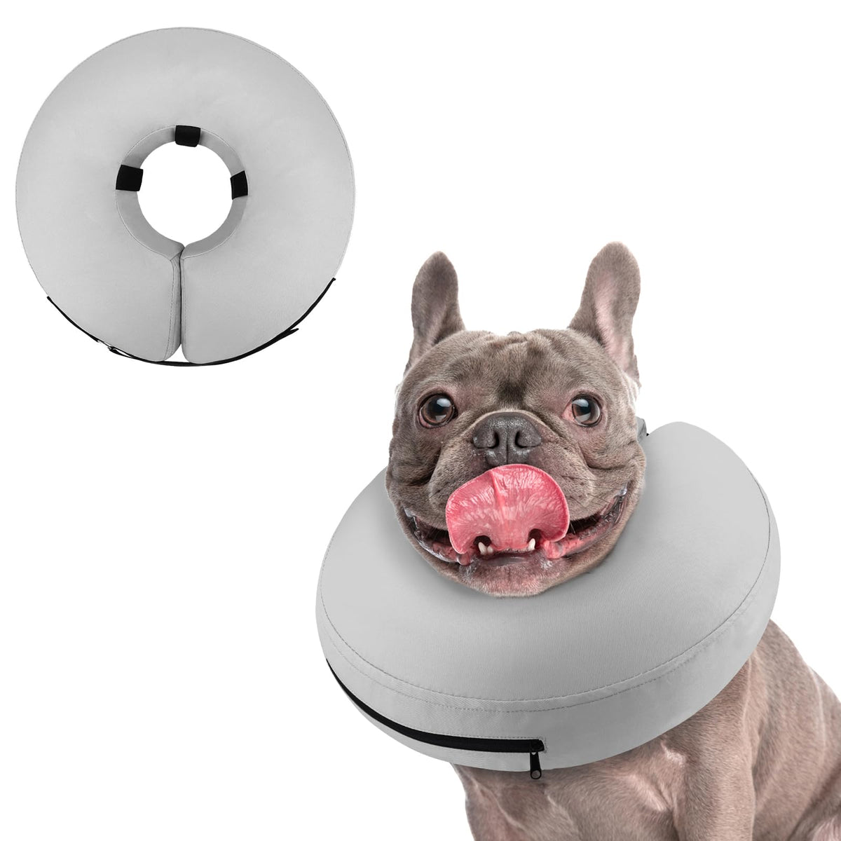 Supet Animal Recovery Collar Cone in S(Neck 7"-9.5"), Solid Grey