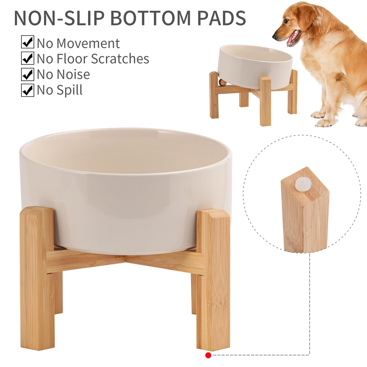 DJJJOOYS Pet Feeder in Slanted Small Dog Bowl, Beige