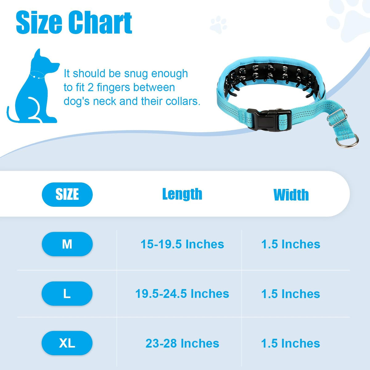 NozlaID Animal Collar in XL(23"-28"), Blue