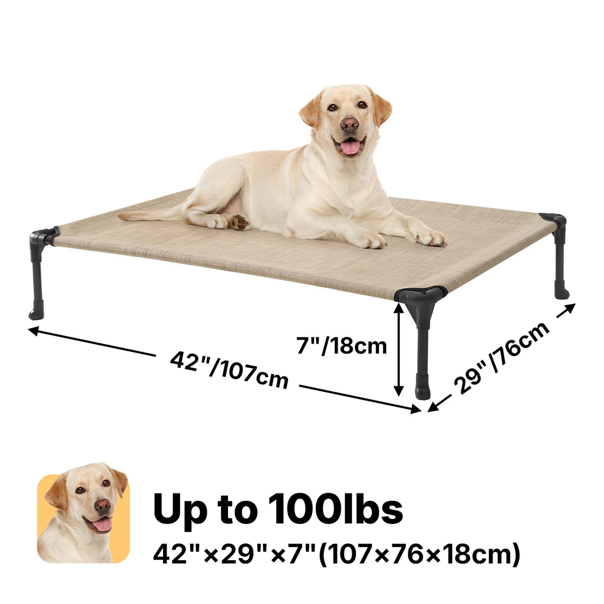 Veehoo Pet Bed Mat in 42.0"L x 30.0"W x 7.0"Th, Beige Coffee