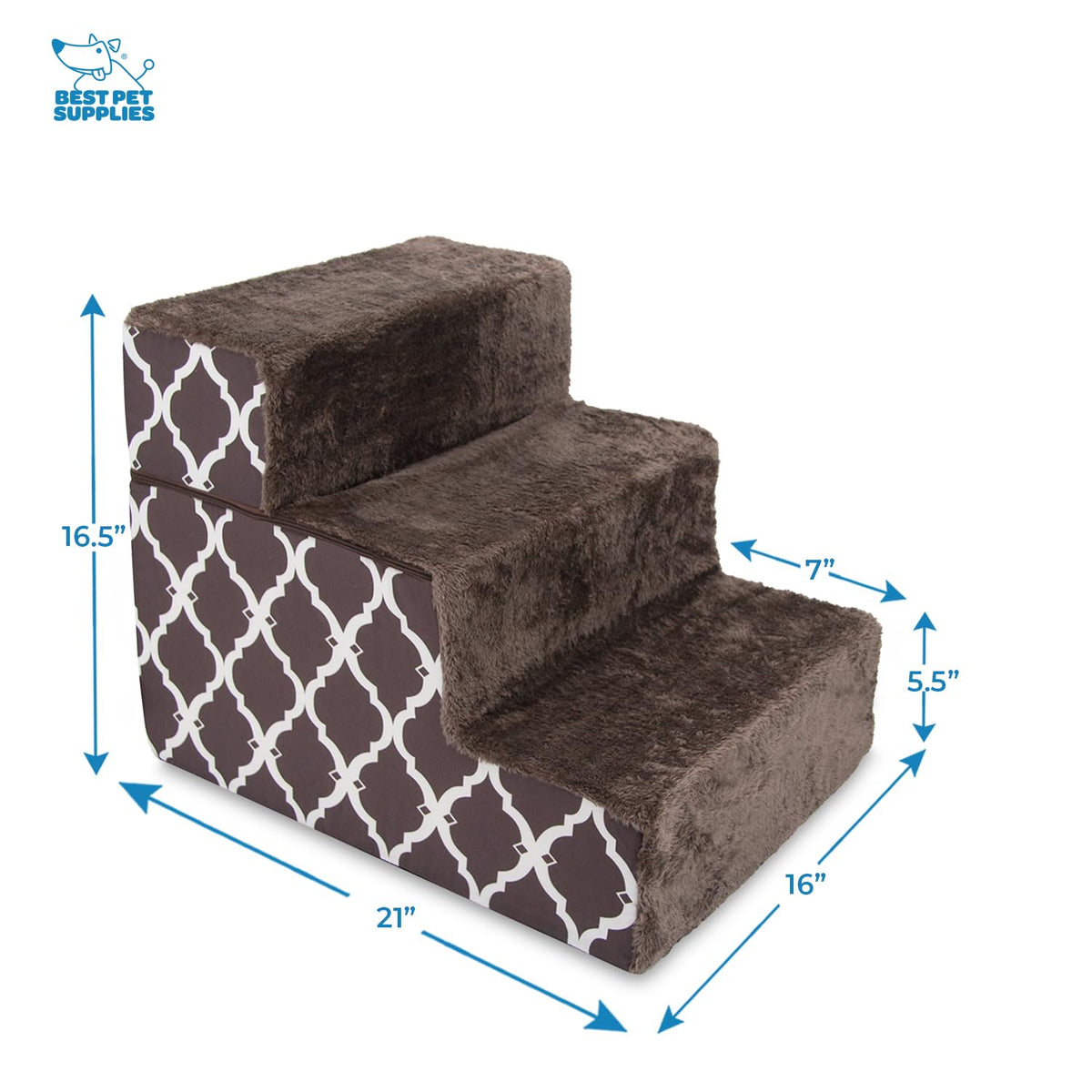 Best Pet Supplies Animal Stair in H: 16.5 Inches (Foldable), Brown Lattice Print