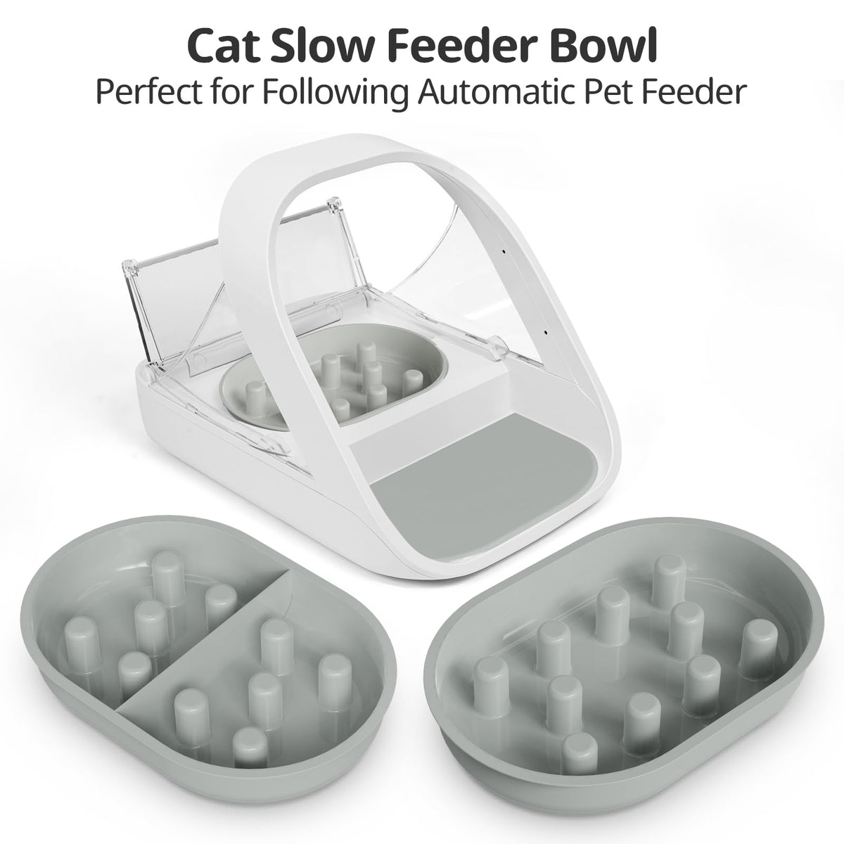 Baofum Pet Feeder in 2+1 Pack, Gray Bowls
