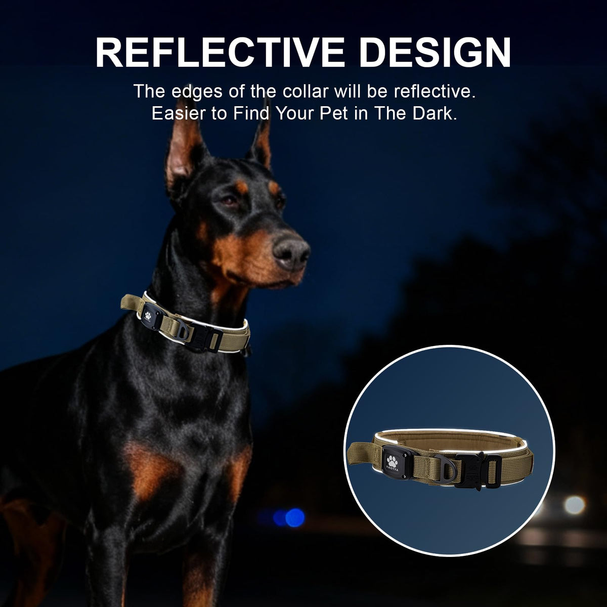 YaoTya Animal Collar in M(15"-18.5"), Khaki