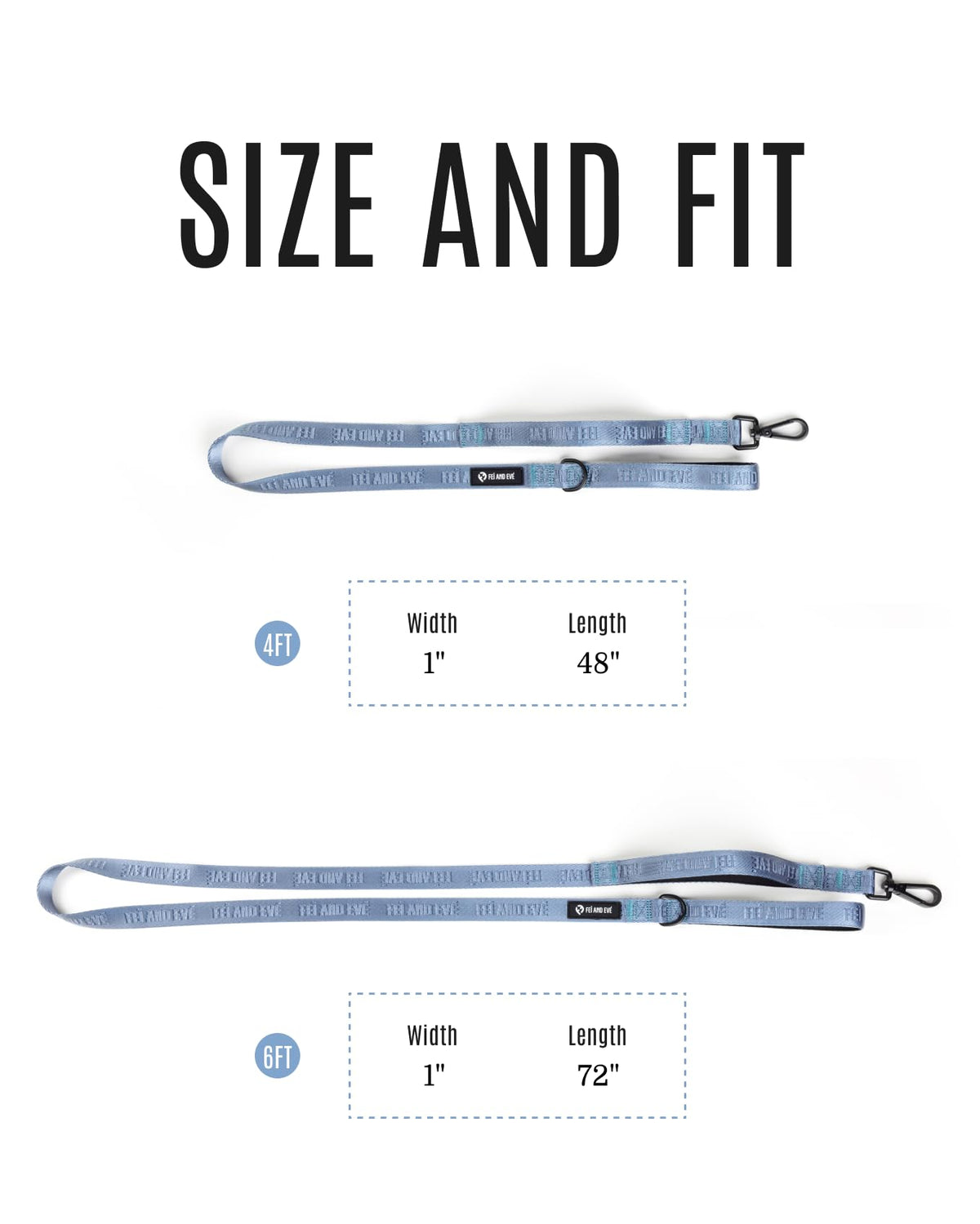 Fei and Eve Leash in 4FT, Sky Blue