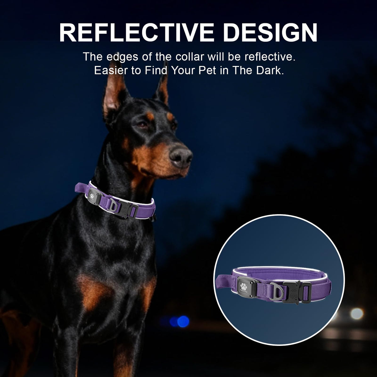 YaoTya Animal Collar in M(15"-18.5"), Purple