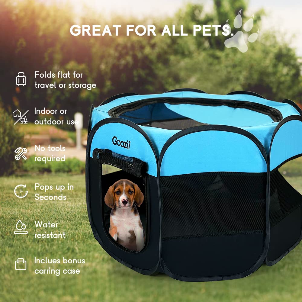Goozii Pet Playpen in S [29" x 29" x 17"], Blue