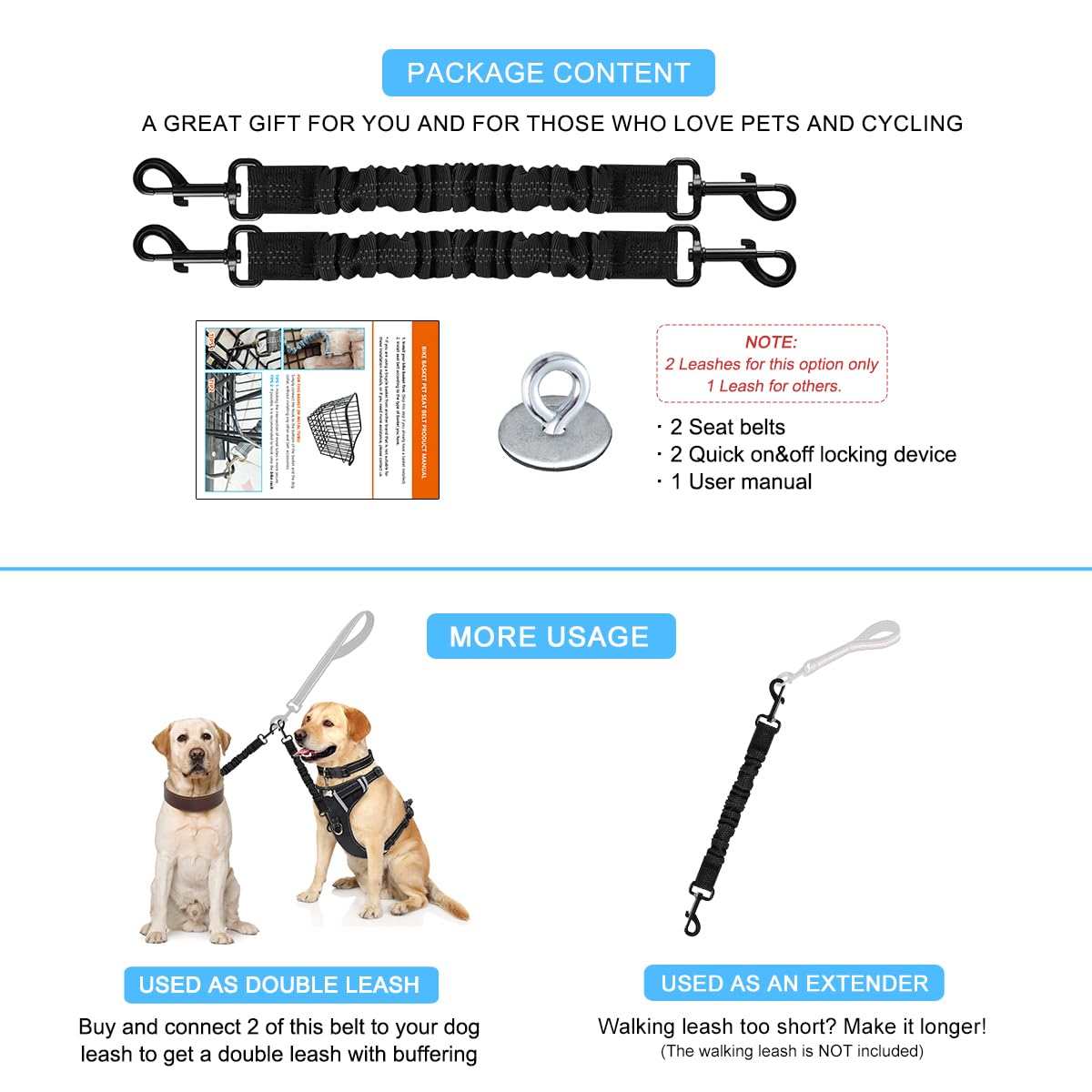 MATTISAM Animal Harness in Universal, 2Pcs Black